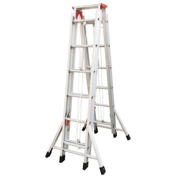 Xinghangfa aluminum alloy trough type riveted herringbone telescopic ladder 5m retracts 2.7m and rises 4.2m thickened aluminum alloy herringbone ladder aluminum telescopic engineering ladder