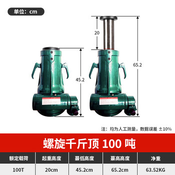 Jieying mechanical jacking device vertical short lifter 3-ton hydraulic jack manual screw mechanical lifter national standard boutique 100 tons (3-year warranty)