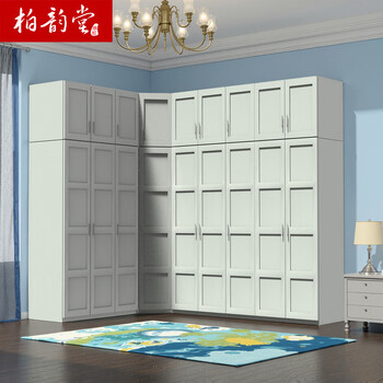 Baiyuntang whole house custom-made large wardrobe cabinets are all solid wood cypress wood ash wood corner cloakroom free combination full wall to top finished product 5 doors 2.25 meters wide 2.63 or 2.73 meters high