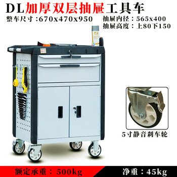 Heyin tool cart tool cabinet workshop auto repair drawer cart multifunctional mobile repair hardware tool cabinet iron sheet thickened double drawer tool cart