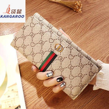 Kangaroo long wallet mobile phone bag dual-purpose ladies 2025 new card holder two-in-one wallet women's wallet girls light and thin peach heart (10 card slots) can hold mobile phones long
