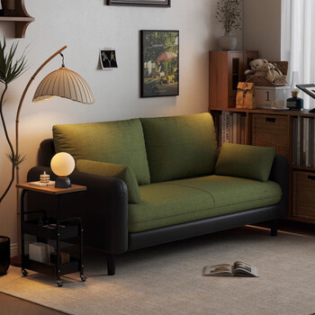 Svago retro double sofa rental economy apartment small living room b&b fabric small sofa color matching cat scratch leather black corduroy green double 128cm