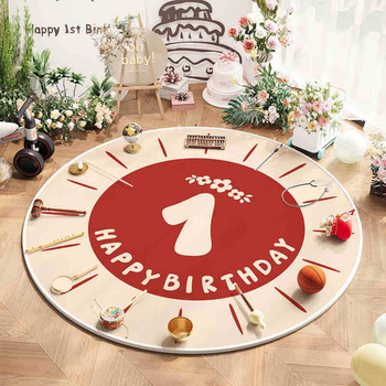 Ono seven days cute cartoon carpet bedroom baby catch week carpet home children's room early education non-slip dirty resistant carpet red 100cm*100cm