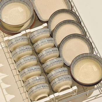 Persson underglaze color ceramic tableware set for home use 2026 new dishes, plates and bowls japanese style housewarming dishes and chopsticks gift box/jd logistics 6-person meal 33-piece set