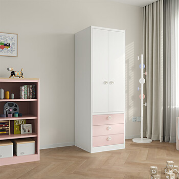 Xingdu wardrobe bedroom household children's large wardrobe formaldehyde-free maternal and infant grade baby storage cabinet children's room whole house customized lower three pink white 180*60*55cm