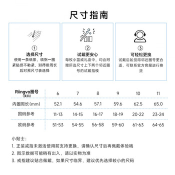 Huaqiangbei gina's same style riingvo small blue ring ai smart ring couple's ring heart rate sleep blood oxygen sports health monitoring same style fashion single ring silver please refer to the size chart, it is recommended to choose the size 6
