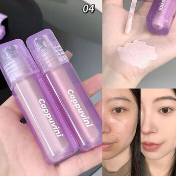 Small purple tube concealer pen covers and modifies blemishes, spots, facial acne marks, brightens moisturizing concealer for students 04 pink white