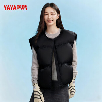 Yaya short down vest 2025 new autumn and winter loose and fashionable women's thickened warm jacket black m