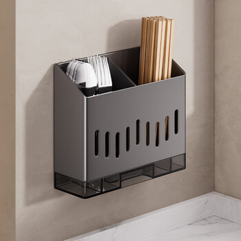 Hu xiansen chopstick storage box wall-mounted chopstick tube spoon kitchen storage rack breathable punch-free kitchen utensils