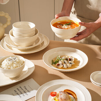 Sheli high-end milk white brushed dishes gift box french high-temperature ceramic tableware set for 3-4 people as a housewarming gift