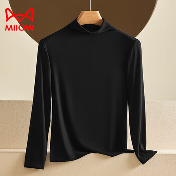 Miiow half turtle collar bottoming shirt women's autumn clothes top single piece seamless long sleeves modal thermal underwear inside large size winter black 2xl 140-160 jin