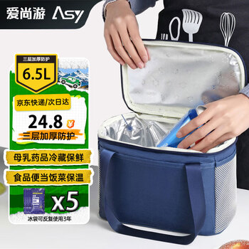 Asy insulated box refrigeration, 6.5 liter insulated bag, breast milk preservation at 2-8 degrees, medicine cold storage bag, portable lunch box lunch bag, insulated bag, insulated box meal delivery box, fruit preservation box lunch bag, mommy bag, new mother milk bag, outdoor picnic bag, milk storage bag