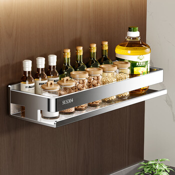 Tiandiyu (tdyu) 304 stainless steel kitchen rack condiment jar storage shelf wall punch-free wall-mounted condiment rack 304 stainless steel condiment rack 50cm