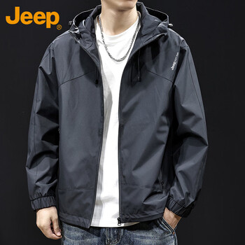 Jeep jeep jacket men's autumn and winter hooded casual workwear charge high-end clothes men's black xl