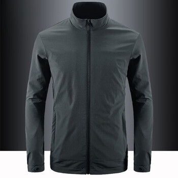 Lilan men spring and autumn stand collar business windbreaker dad autumn casual men's jacket gray mesh lining 3xl 165-180 jin