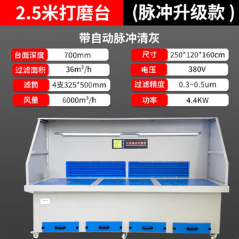 Lechenxin grinding table polishing dust removal workbench hardware woodworking deburring vacuum cleaning table purification table 2.5m pulse upgrade model (4.4kw) warranty for 6 months