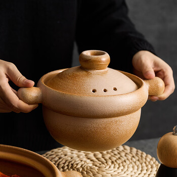 Zeroky clan clay pot soup gas stove household ceramic high temperature dry-fired non-crack claypot rice old-fashioned stewing pot clay stewing casserole marutetsu casserole - small golden yellow (suitable for 1-2 people) 1000ml