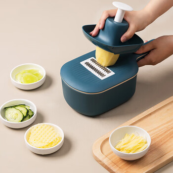 Maxcook multifunctional grater, kitchen vegetable cutter, potato shredder, vegetable shredder, household grater slicer, dark blue mcpj9495