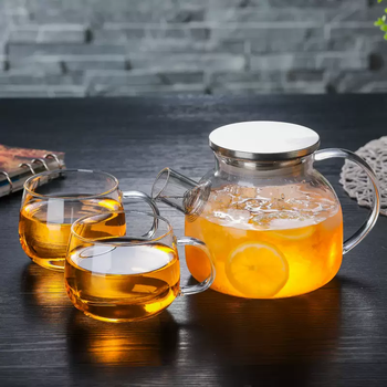 Yusen yitian runhe explosion-proof cold kettle large capacity heat-resistant glass teapot thickened cold kettle household juice kettle free shipping 1000ml stainless steel style-2 cups 1000ml