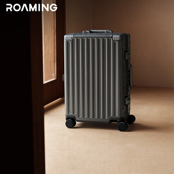Roaming light sound luggage aluminum frame pc trolley case large capacity travel luggage boarding case password box men and women bullet silver 24 inch medium-sized check-in case 450,000+ sales