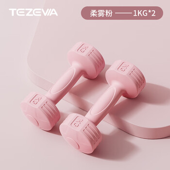 Tezewa dumbbell women's fitness home equipment children's yoga thin arms men's arm muscle plastic-coated small dumbbells single 1kg*2 soft mist powder 2kg
