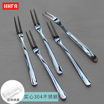 Hhfa 304 stainless steel fruit fork, creative dessert fork, cake fork, fruit fork, mooncake fork, 5-piece set, 5-piece fruit fork