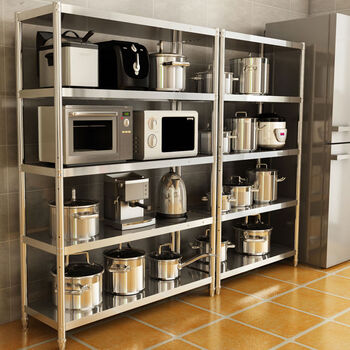 Thickened 304 stainless steel shelves kitchen storage shelves household cabinets multi-layer three-layer storage floor-standing stainless steel length 180 width 50 height 180-5 layers thickened