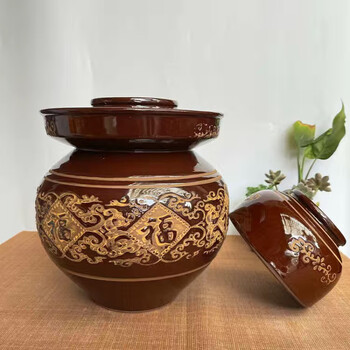 Yeyu kimchi jar 20kg 30kg thickened rapeseed earthenware lead-free old-fashioned water capacity 16kg thickened kimchi jar (with inner cover)