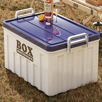 Nafenai camping storage box car storage box car trunk storage box outdoor camping picnic large storage box white blue medium size 1 pack