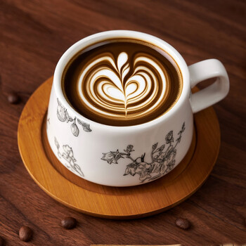 Ershanji ceramic coffee cup latte cup mug milk cup retro high-end afternoon tea cup and saucer set as a gift camellia coffee cup and saucer set