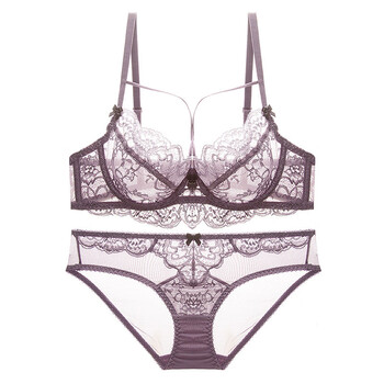 Victoria's sexy secret women's adjustable push-up thin breathable transparent sexy bra small bra set purple 80b 36