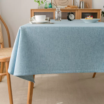 Yusenyi solid color linen tablecloth cotton leprosy thickened plain simple tablecloth high-end nordic coffee table linen light blue 140x190cm