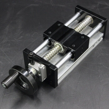 Ball screw slide hand-operated single-axis precision linear guide module workbench with hand wheel, stroke 100+locking+handwheel