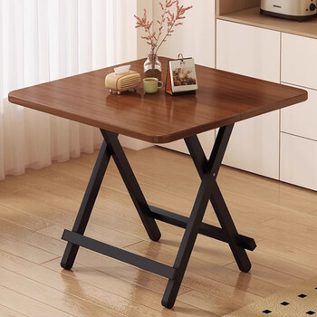 Huakaizhixing folding table table folding dining table simple and convenient small apartment dining table square table cj018 dark wood grain 80cm