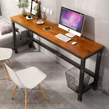 Yusenyi custom-made narrow table against the wall, long strip table, computer desk, study table, rectangular study desk, gold wire wood-black frame, free reinforcement rod 140x40x74cm