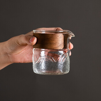 Chomu high borosilicate glass coffee sharing pot set hand brewed coffee pot high temperature resistant high-end tea sea tea divider fair cup glass sharing pot 280ml - wooden circle