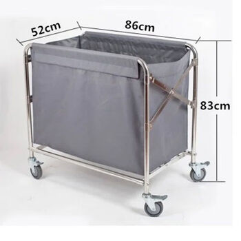 Folding linen cart hotel stainless steel collection trolley room entrance hotel property service cart room hygiene cleaning stainless steel folding cart gray