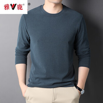 Yalu men's thermal underwear double-sided german velvet round neck with long-sleeved t-shirt autumn and winter heating warm base shirt gray green m