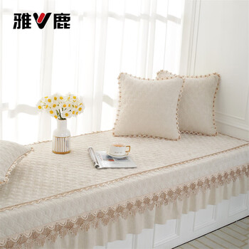 Yalu home textiles bay window mat window sill mat thickened anti-slip plush bay window blanket universal for all seasons nordic style balcony mat chenille beige 70cm*180cm