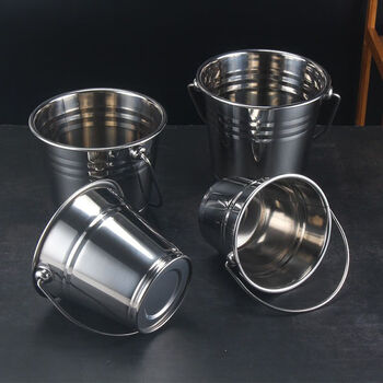 Ice bucket handle stainless steel ice bucket single-layer ice bucket with handle red wine bucket beer bucket ktv bar champagne 0.8l ice bucket