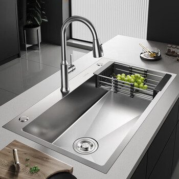 He jiagong single-slot stainless steel 304 kitchen sink large single-slot undercounter basin thickened dish sink vegetable sink a1 stainless steel sink 50x40cm without faucet side drainage