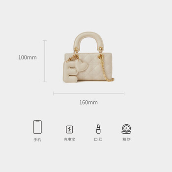 Elle women's bag 2025 new bag cannage pattern princess diana bag handbag women's red one-shoulder cross-body small square bag official off-white can be carried or shouldered