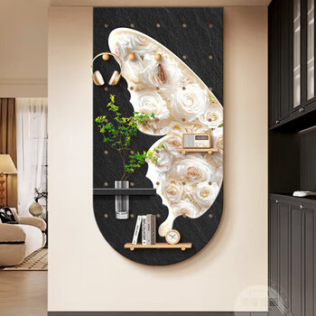 Lishi hole board light luxury entry hall wall storage hook storage rack partition sense butterfly wall display rack black butterfly 60*120cm with 3 solid wood hooks + storage