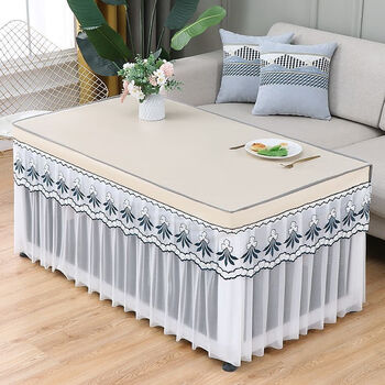 Runhuanian simple dining table tablecloth waterproof and oil-proof electric stove cover rectangular fire table cover no-wash electric heating table cover width 80*length 138*h 70m elegant-(off-white)