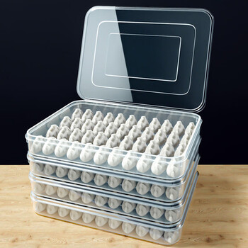 Qinkai dumpling storage box refrigerator dumpling freezing box household hand-made egg preservation quick-frozen wonton box transparent large size 1 box 1 cover