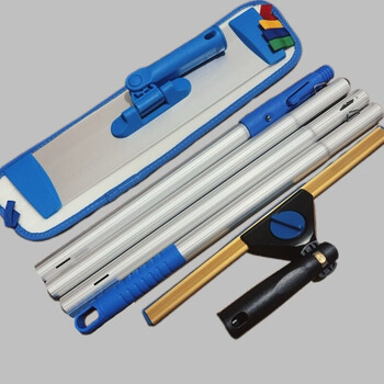 Special cleaning mop rod for housekeeping, aluminum alloy new reinforced multi-section rod, thickened connecting rod, universal rod, long rod splicing rod, 4 sections 40cm--aluminum alloy rod + flat mop + glass scraper. popular model. buy and earn money.