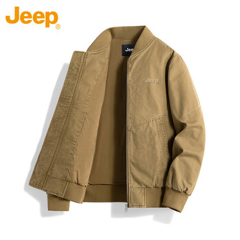 Jeep jacket men's bomber jacket executive autumn and winter workwear baseball collar retro top men's khaki 2xl