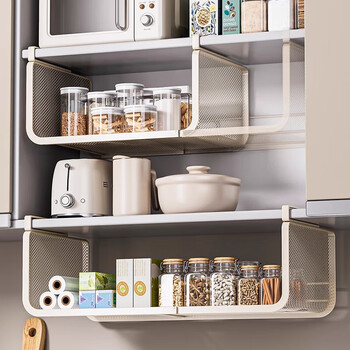 Added kitchen wall cabinet under cabinet hanging rack retractable hanging multi-functional layered storage rack seasoning supplies storage hanging basket