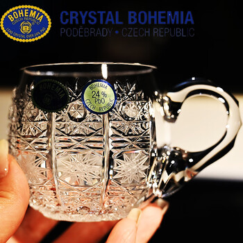 Bohemia czech bohemia crystal glass hand-engraved with handle whiskey wine glass juice drink beer glass 500pk hand-carved crystal glass/single not heat-resistant