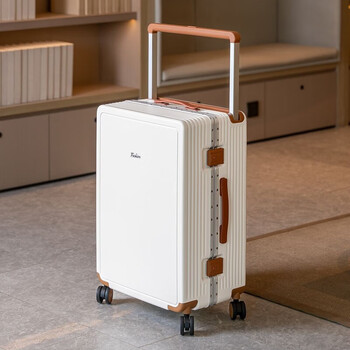 Horizon 8 (level8) suitcase, new large-capacity wide-bar suitcase, student silent universal wheel password box, strong explosion-proof trolley case, white brown, exclusive color - limited sale, 20 inches, carefully selected quality + explosion-proof lock